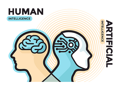 Human vs Artificial Intelligence artificial artificial intelligence branding design flat icon icons illustration intelligence lettering typography vector