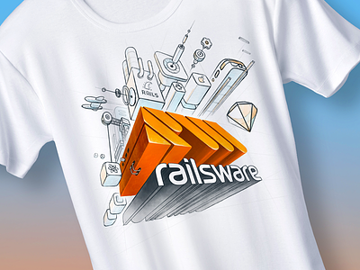 Railsware T-Shirt app branding design flat illustration ios lettering logo mobile ui ui design ux web