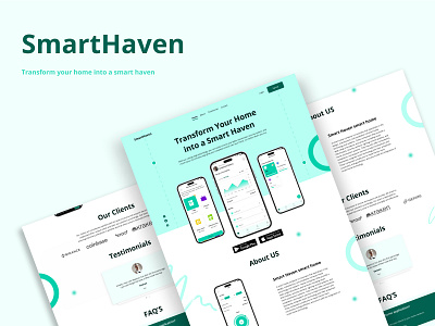 Landing page design for smart haven application designer homeautomation landingpage smarthome ui uiux ux design