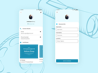 User profile page for an E-learning mobile app dailyui design designer e learning education learning ui uiux uiux design ux design