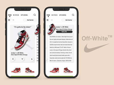 Kicks. Sneaker Concept App app concept design design jordan 1 offwhite principle sneaker snkrs uiux