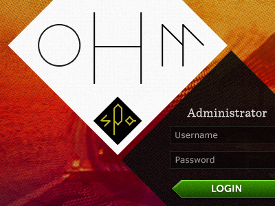 oHm spa Dashboard Login - Version 2 admin tool app interface button gotham hand lettering sentinal tropic ui web app interface