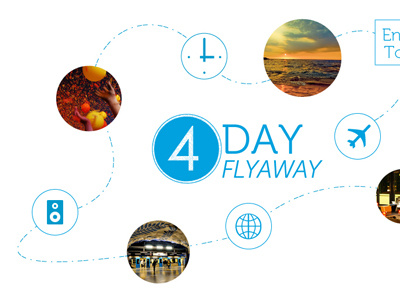 4 Day Fly Away Tk. 2 beach circles clean flaminglips globe icons museo plane white