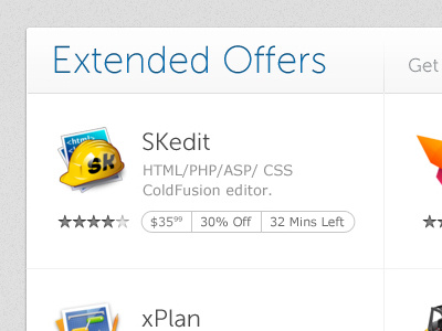 Extended Offers daily deals signup software ui user interface