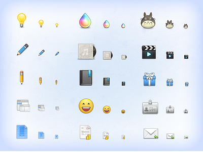 Litos Preview app blueprint book bulb cd color drop gift happy icons iphone mail pen pencil present smiley totoro window