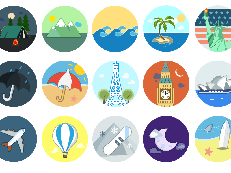 Homicons WIP flat icons wip travel paris london new york holiday