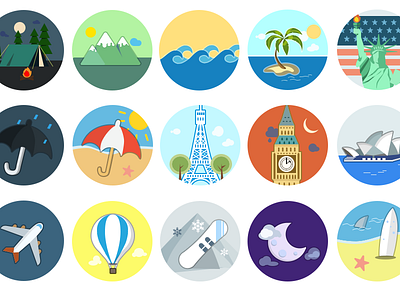 Homicons WIP flat holiday icons london new york paris travel wip