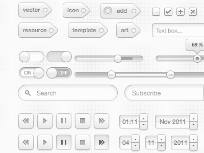 Smooth White UI buttons element icons silky smooth ui web white