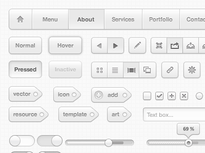 Smooth White UI buttons element icons silky smooth ui web white