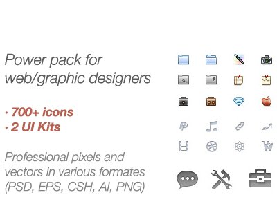 Power pack for web/graphic designers - 65% discount! 16 colored discount icons minicons pack px