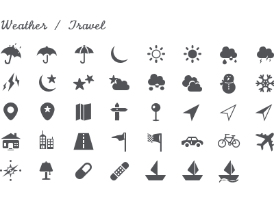 Simplicons - Weather / Travel app collection glyphs huge icons simple simplicons travel weather web