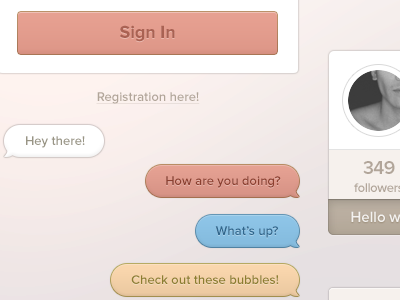 Infinite UI Kit bubbles chat design facebook form icons infinite kit profile signin speech twitter ui web website widget