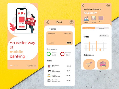 Mobile Finance Banking App Concept banking finance money user experience user interface uxui