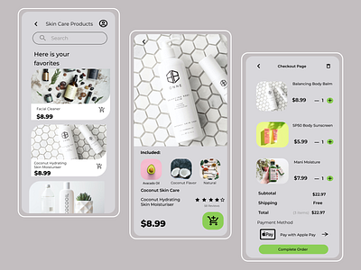 Skin Care Shopping App Concept skin skincare uxdesigner