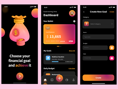 UX UI Financial Goals Mobile App Design