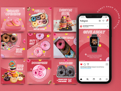 Donut Shop Social Media Post Design brand identity branding donut donut shop instagram design instagram post social media social media design