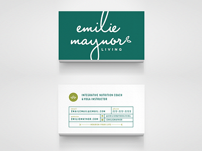 Emilie Maynor Living business cards business cards script wellness yoga