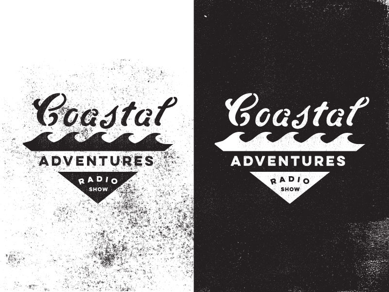 Coastal Adventures badge lockup typography type logo ocean outdoors adventure script stencil waves coast