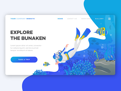 EXPLORE THE BUNAKEN art branding design illustration illustrator minimal ui vector web website