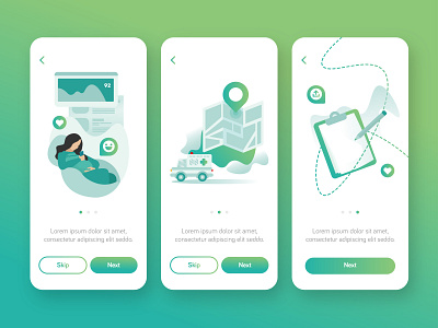 M-CARE On Boarding app branding design icon illustration illustrator minimal ui ux vector