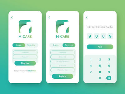 M-CARE LOGIN & SIGN UP app art design icon illustration illustrator minimal ui ux vector