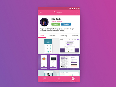 Dribbble Mobile App Profile Page Concept