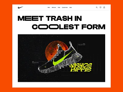 Nike Space Hippie web and illustration concept design dribbblers graphic design illustration minimal popular shot ui uidesign uiux web