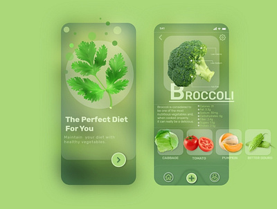 Grocery App glassmorphism illustration minimal ui ux