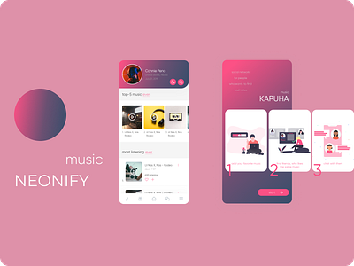 NEONIFY Music App app branding glassmorphism illustration microinteraction minimal ui