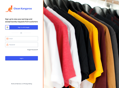 Clean Kangaroo - Laundry Delivery Service laundry ui web app