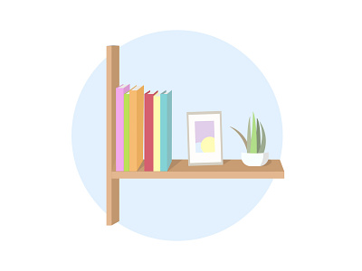 30 days of illustration- Day 27 books bookshelf design digital art flat illustration flatdesign illustration minimal september succulent vector