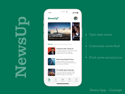 NewsUp - Concept app latest mobile app news ui ux