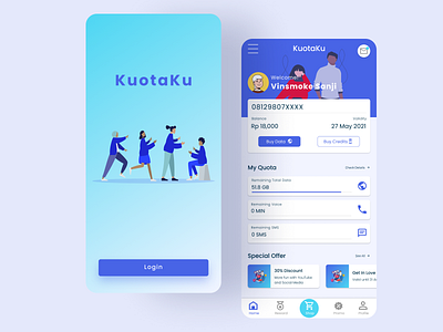 KuotaKu - Splash Screen & Home app design ui
