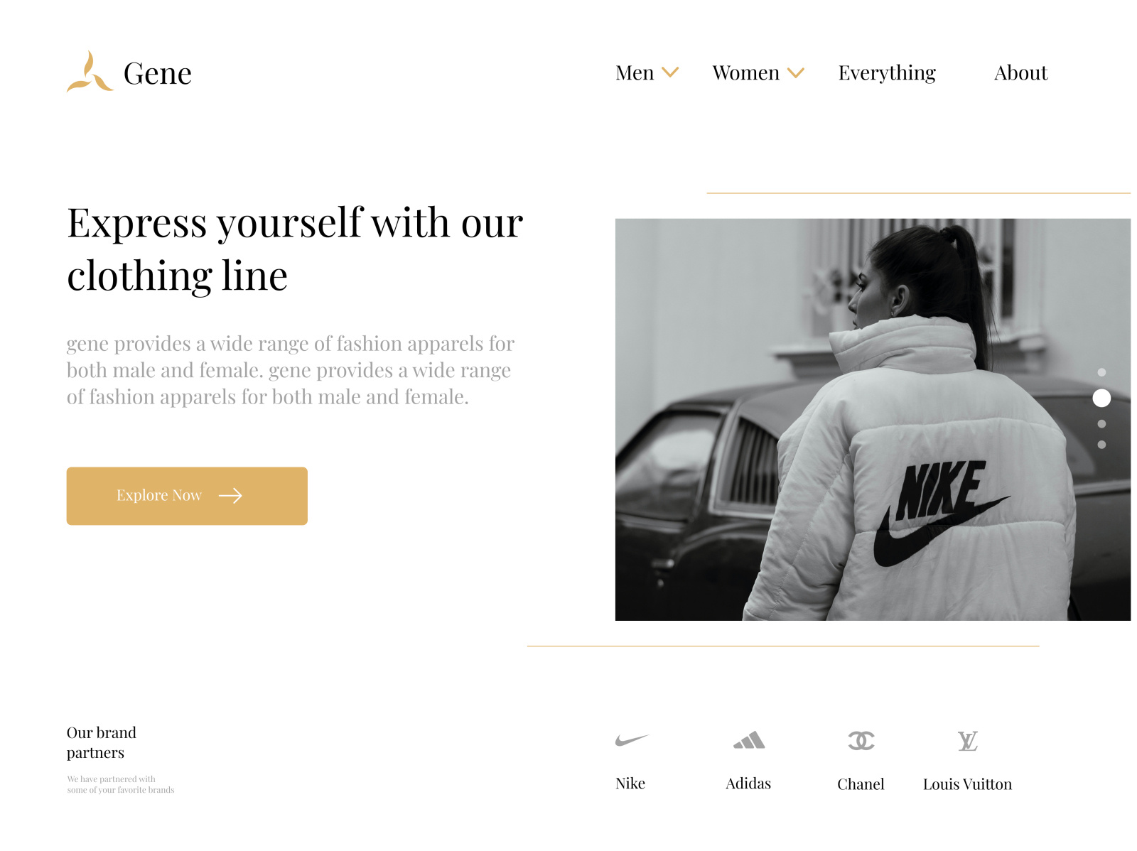 Gene Fashion wears landing page by Ajiteru Dolapo on Dribbble