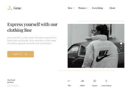 Gene - Fashion wears landing page design designer fashion grids men nude design ui wears women