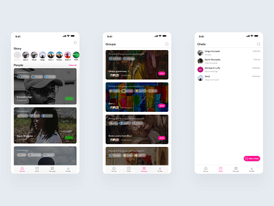Konneckt app chat clean connection design figma friendship grids instagram interface ios meet messaging minimal story ui visual