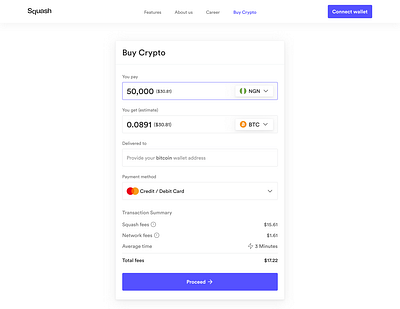 Squash Protocol's On-Ramp assets bitcoin crypto crypto ramps crytocurrency defi ethereum fiat off ramp on ramp web 3