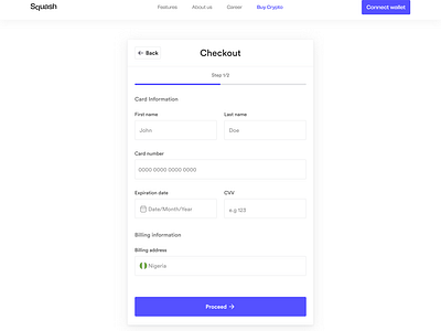 Squash Protocol's On-Ramp Checkout