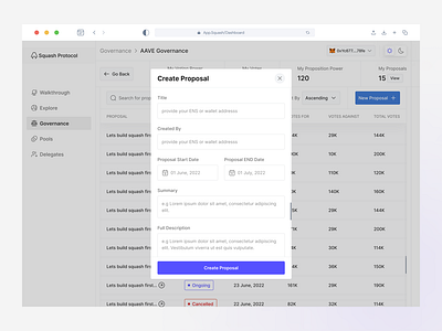 DAO Governance — Creating a proposal