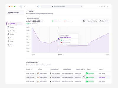 Delivery Management Dashboard — Overview