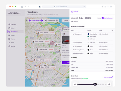 Delivery Management Dashboard — Order Details