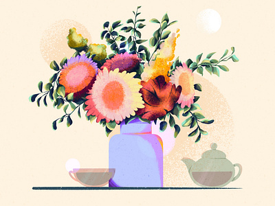Flowers art digital dishes dribble flowers illustration procreate vase