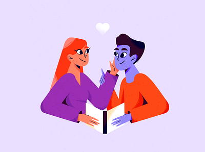 Book of love 2d art art challenge book character colourful couple design digital art dribble flat illos flat illustration illustration love painting people procreate stylization team work texture weekly drawing
