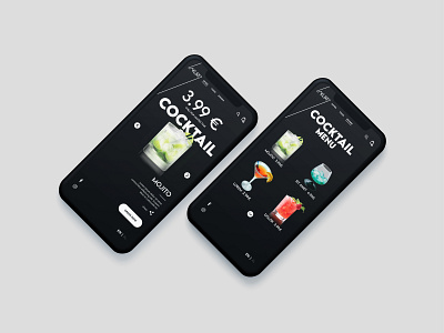 Digital Menu aplication app app design apple cocktail design digital menu drinks electric food graphicdesign menu menu bar menu design mojito typography ui uidesign