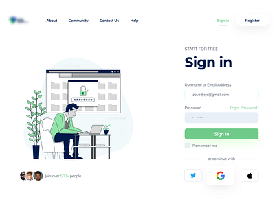 sign in form design illustration logo minimal ui ux web website