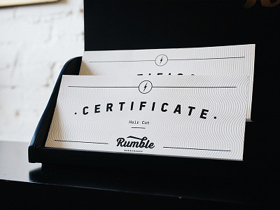 Certificate for Rumble Barbershop