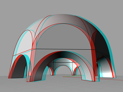 Real 3d Modelling 3d anaglyph arch cyan dome model red rhino rhinoceros v5
