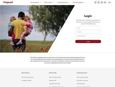 Vanguard - Login page login login page redesign shares sign up stocks ui ux