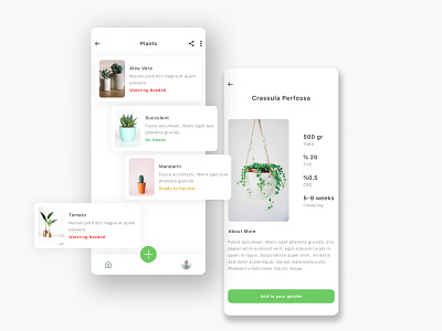 Plant Care & Gardening Mobile App Design UX UI garden app plant app ui design template