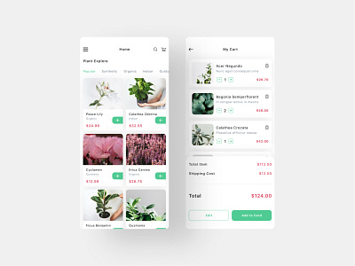Plant & Gardening Shop Mobile App Design UX UI garden shop plant shop ui design template
